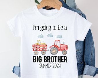 Big Brother farm tractor Tshirt, older Brother, Pregnancy Announcement shirt or older sibling gift, Big Brother to be tee
