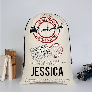 Christmas sack-personalised, large santa sack, Father Christmas present sack reindeer design