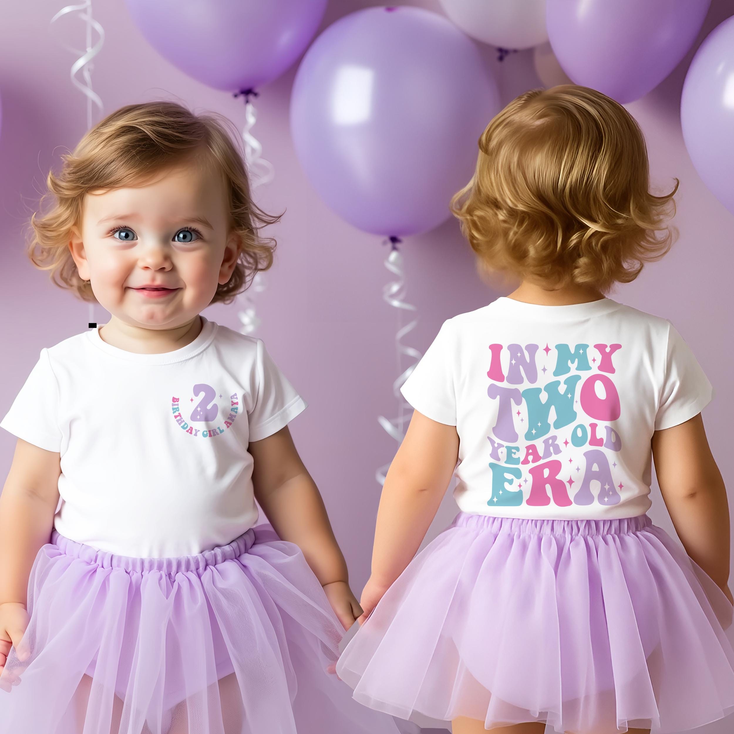 Retro Birthday Shirt  "In My Two Year Old Era" 2ND BDAY tee – Custom Colors – 100% Soft Cotton Tshirt for girls