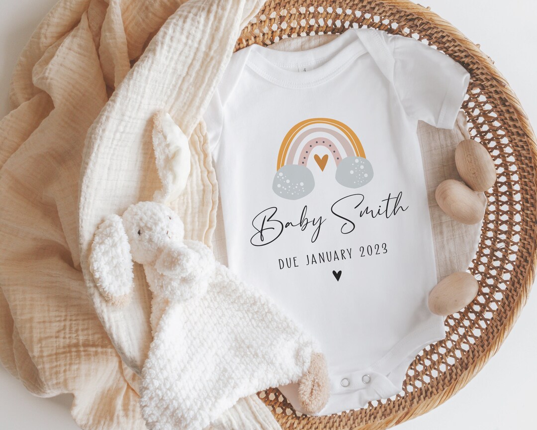 Buy Baby Announcement Baby Bodysuit Personalised Babygrow Custom Name Baby  Vest Baby Shower Gift Pregnancy Reveal Cute Rainbow Design Online in India 
