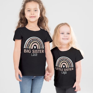 Big , middle, little sister sibling t shirt cute rainbow design
