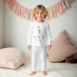 Personalized Birthday Pajamas for Kids: Teddy Bear Design, Name & Age, Snug Fit, Non-Toxic Inks, Regulations Compliant