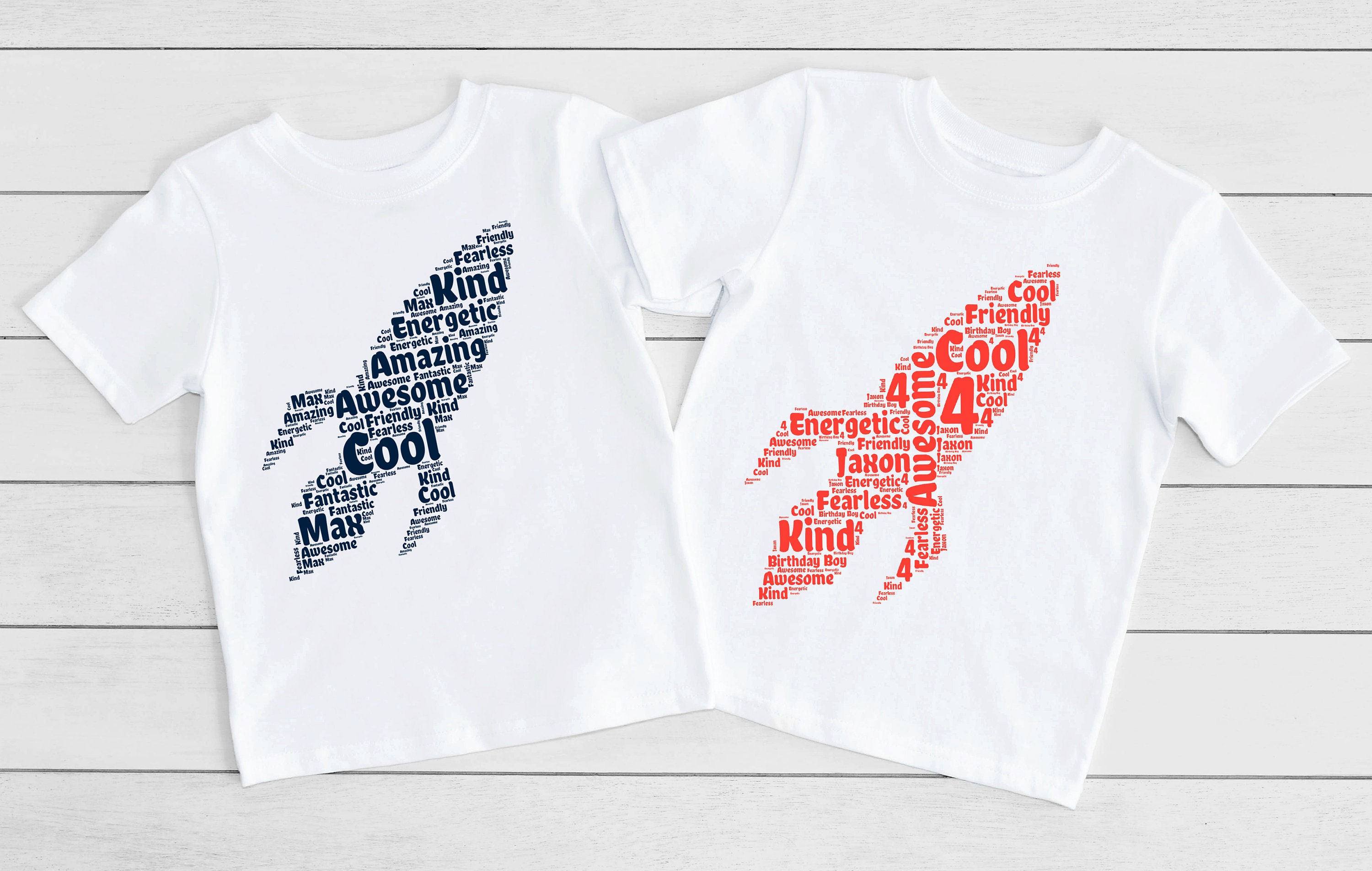 Personalised kids rocket wordart Tshirt. Great birthday or Christmas gift. Pick your own  relevant words