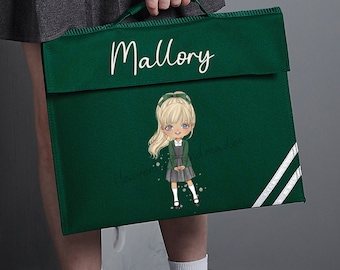 Reading Book Bag Girls  Personalised Character Design  - Unique and Customisable