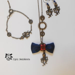 Jewelry steampunk octopus octopus octopus adornment necklace bracelet octopus earrings and gear