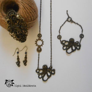 Jewelry steampunk octopus octopus octopus adornment necklace bracelet octopus earrings and gear