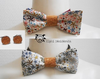 Cork bow tie and liberty star cork cufflink model for men
