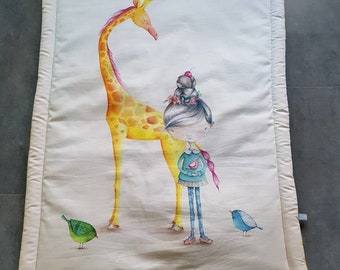 Girl and giraffe baby blanket - model
