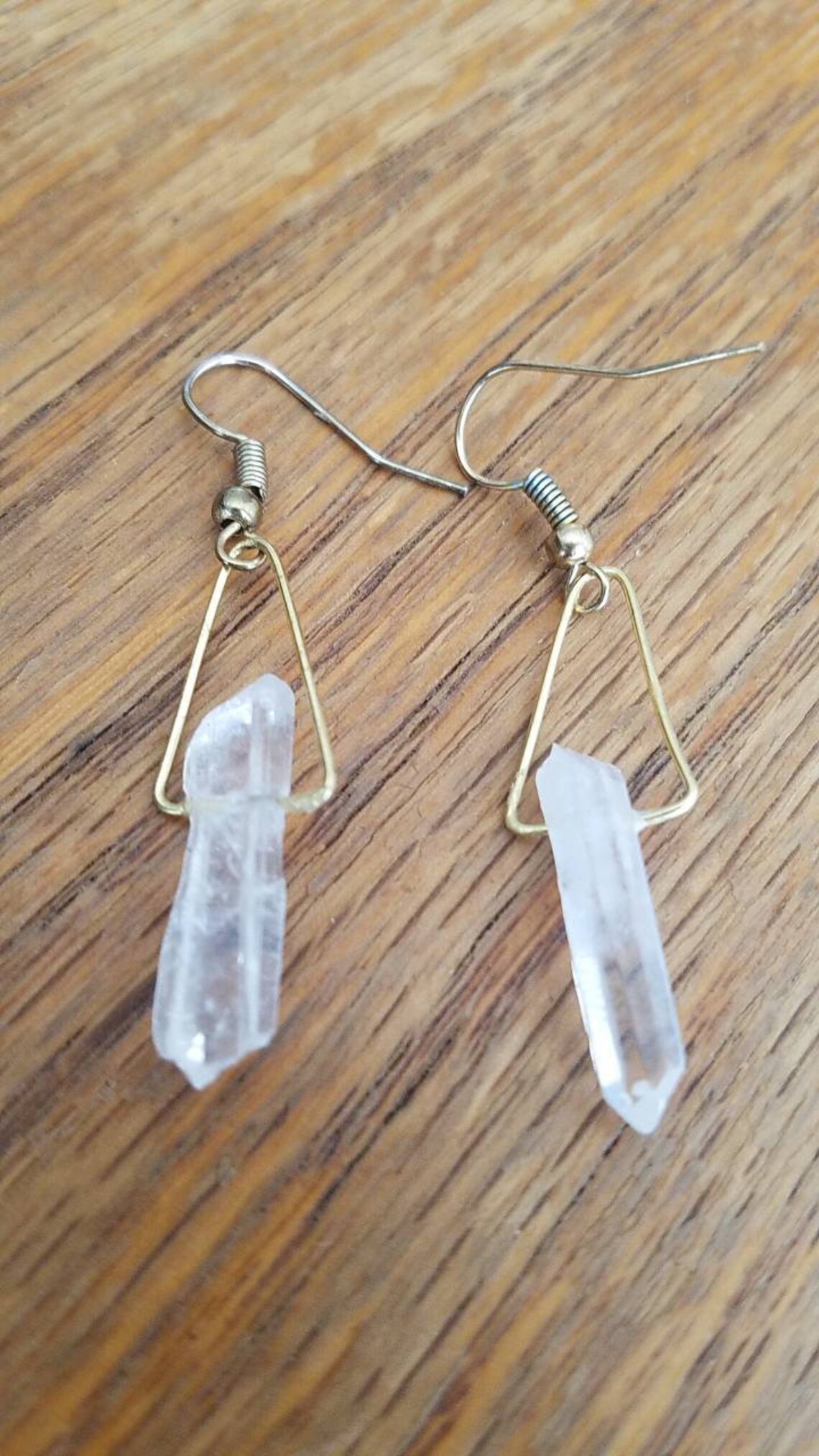 Gemstone triangle dangle earrings Etsy