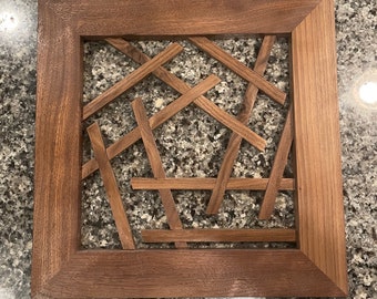 Walnut geometric wall art