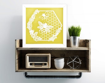 Bumble Bee Paper Cut Frame.