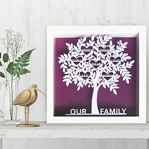 Family Tree Paper Cut Frame, Perfect Personalised Christmas Gift, Family Tree, Keepsake Gift