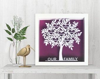 Family Tree Paper Cut Frame, Perfect Personalised Christmas Gift, Family Tree, Keepsake Gift