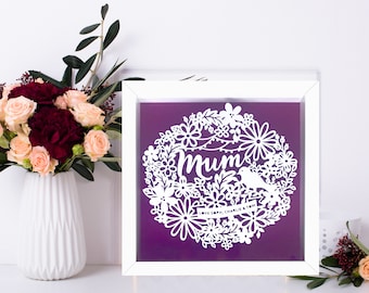 Perfect Personalised Gift For Your Mum! Mum Floral Paper Cut Frame, Personalised Mum Birthday Gift, Mothers Day Gift, Mom Gift