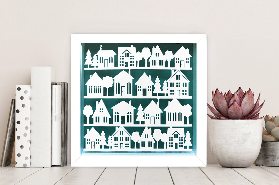 Houses Paper Cut Frame, Personalised Art, Home Decor, Quirky Gift ...