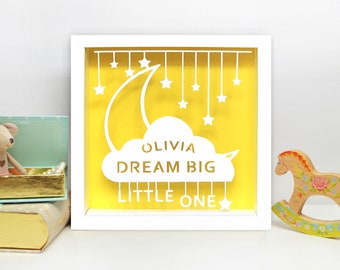 Newborn Gift, Dream Paper Cut Frame, Baby Gift, New Baby Present, Unique Gift, Personalised Frame, New Parent Gift, Handmade Design