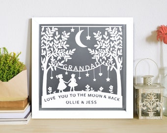 Grandad Personalised Keepsake Paper Cut Frame.