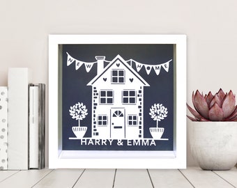 Personalised New Home Gift, Paper Cut Frame, First Home, Housewarming Gift, Gift for Couples, Home Sweet Home, Home Decor, Custom Made Gift