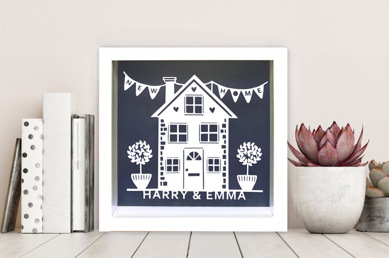 Personalised New Home Gift, Paper Cut Frame, First Home, Housewarming Gift, Gift for Couples, Home Sweet Home, Home Decor, Custom Made Gift image 1