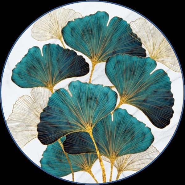 cabochon en verre thème ginkgo biloba