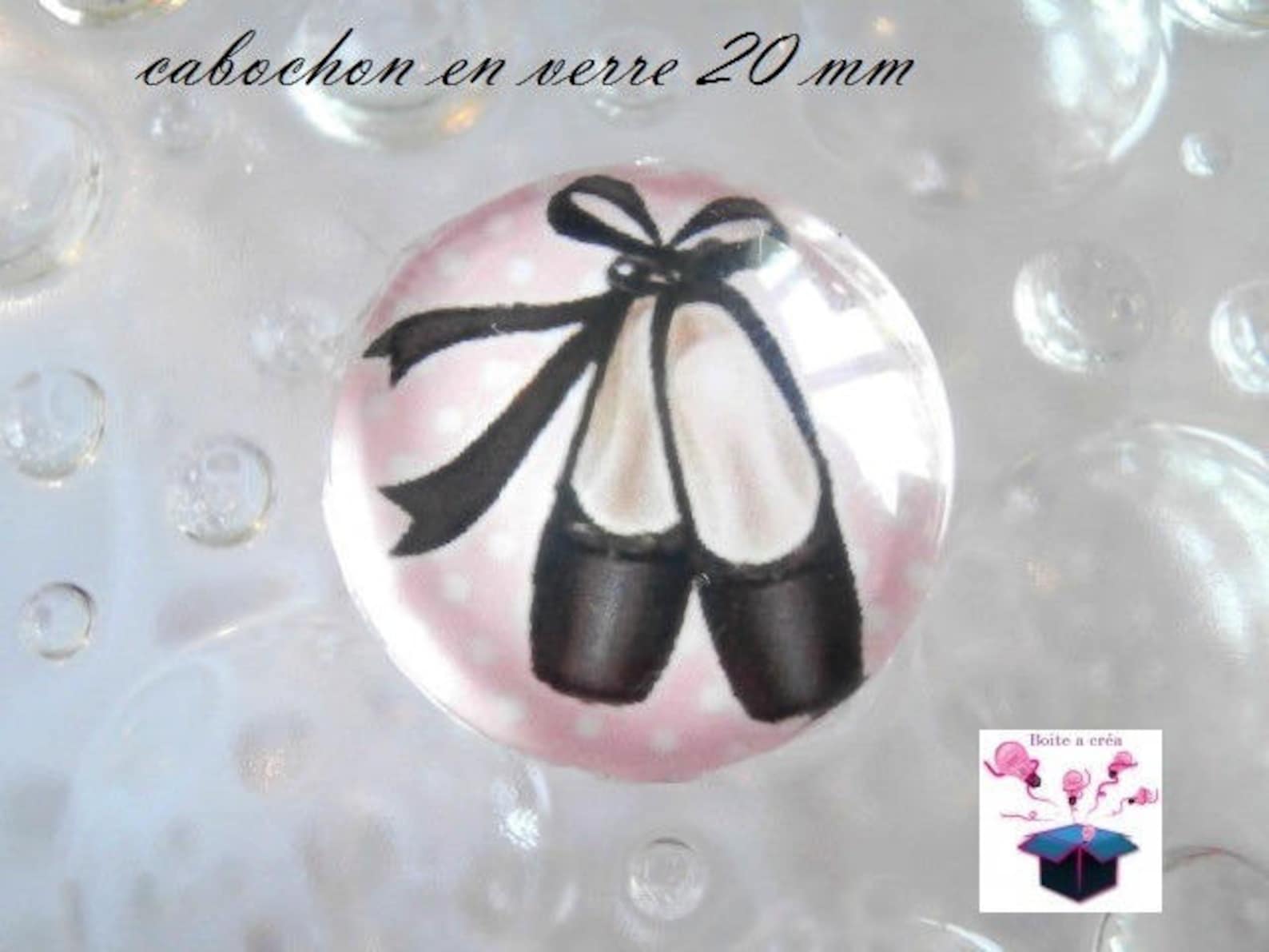 1 cabochon clear 20mm ballet shoe theme