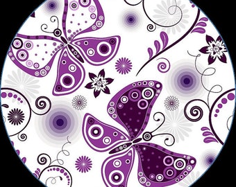 Butterfly-themed glass cabochon