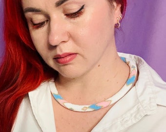 Geometric Seed Bead Crochet Choker: Colorful Boho Necklace