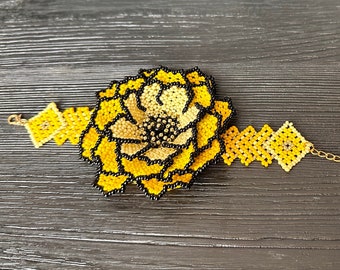 Yellow Rose Seed Bead Bracelet: Flower Girl Jewelry