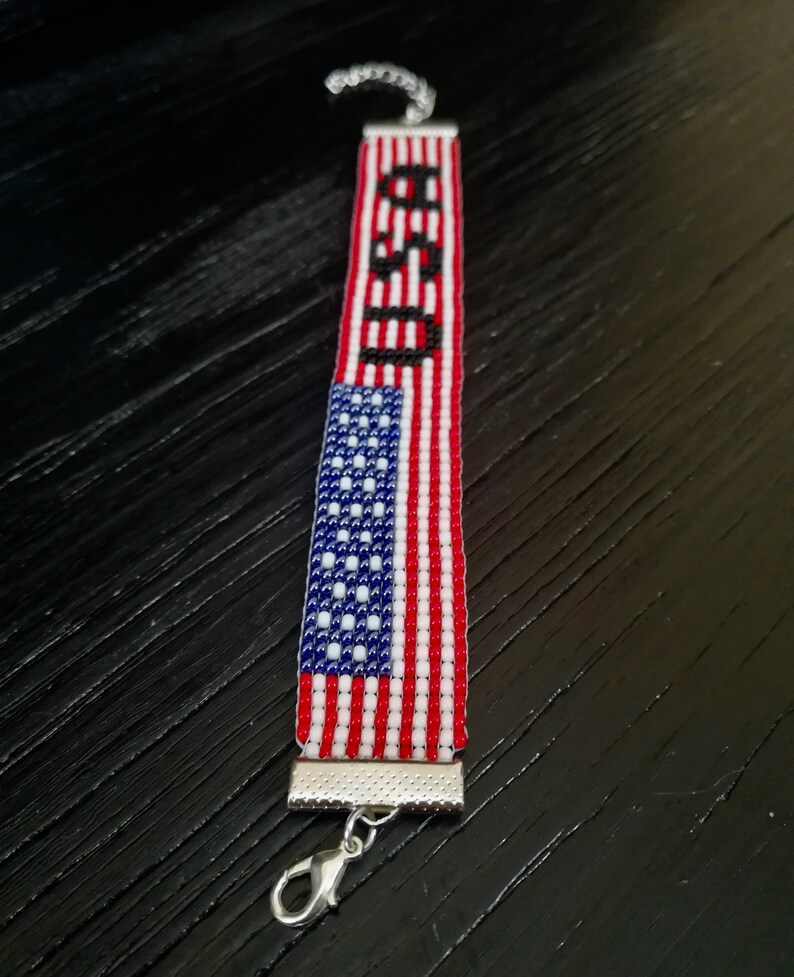 American Flag Bracelet Set - Stretch Bead Bracelet For Men & Women, Patriotic Gift - View #5