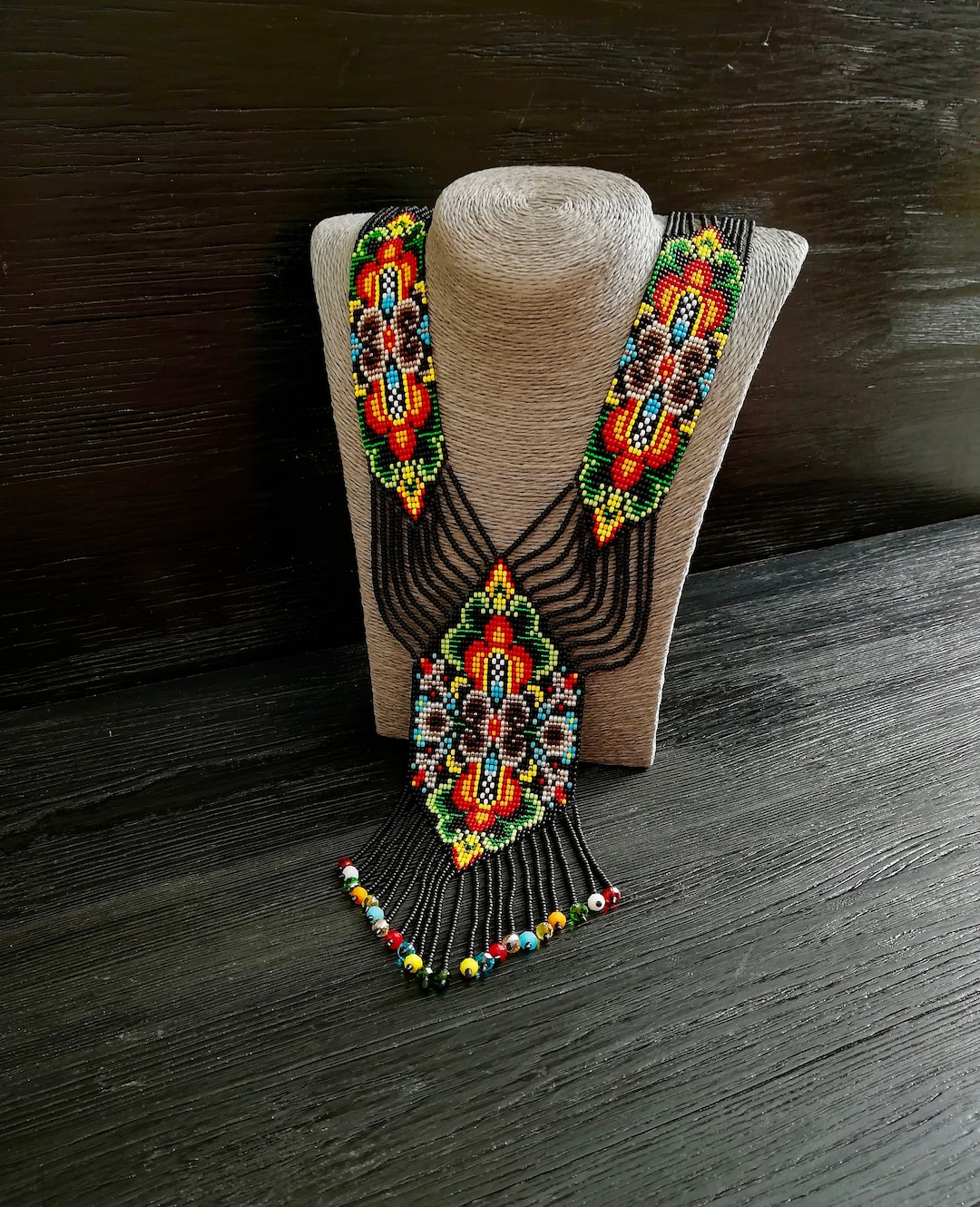 国内で当店のみ ILLUSORY - Tribal Tassel Beaded Fang Necklace ILLUSORY Tribal Tassel Beaded Fang Necklace