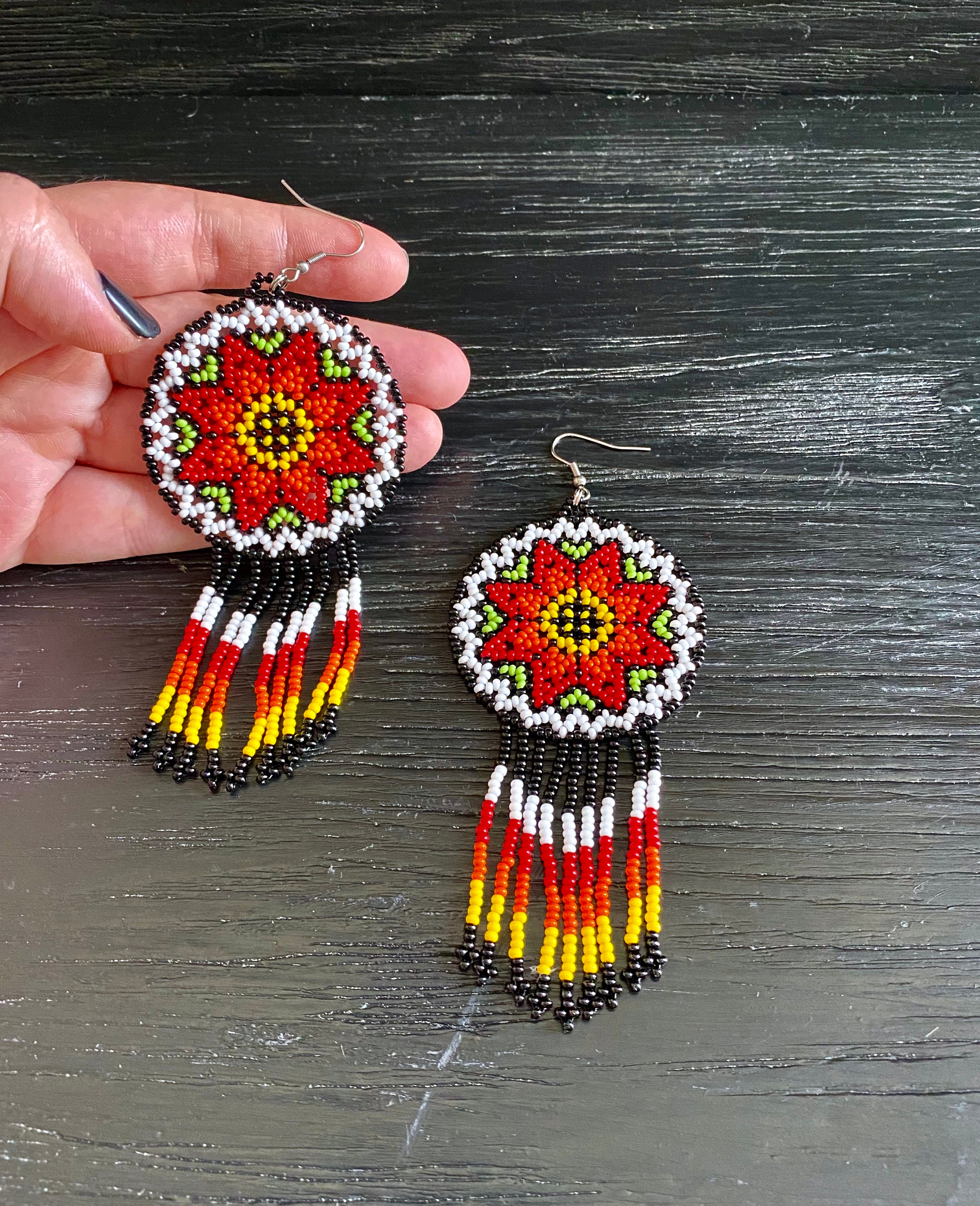 Authentic Protection Amulet Seed Bead Long Fringe Earrings. - Etsy