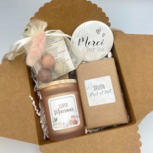 Cadeaudoos: Geurkaars ROZEN + Landelijke bloemzaadbol + zeep - Aanpasbare tekst