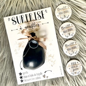 CARTE ballon - ANNONCE grossesse - BADGE magnétique "surprise" famille