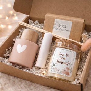 Coffret cadeau personnalisé - Diffuseur, bougie fleurs séchées avec message, savon et un baume à lèvres - cadeau bien-être unique