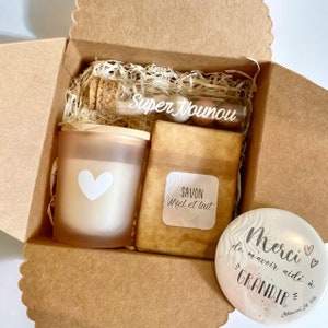 Coffret cadeau ROSE - Merci - fin d'année scolaire - Maîtresse - Marraine - Mamie - Maman - Nounou - ATSEM - Collègue - Témoin