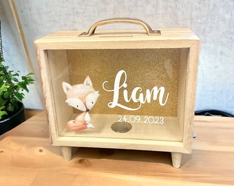 Piggy bank - Envelope urn / personalized - colored animal illustration - baptism, birthday...