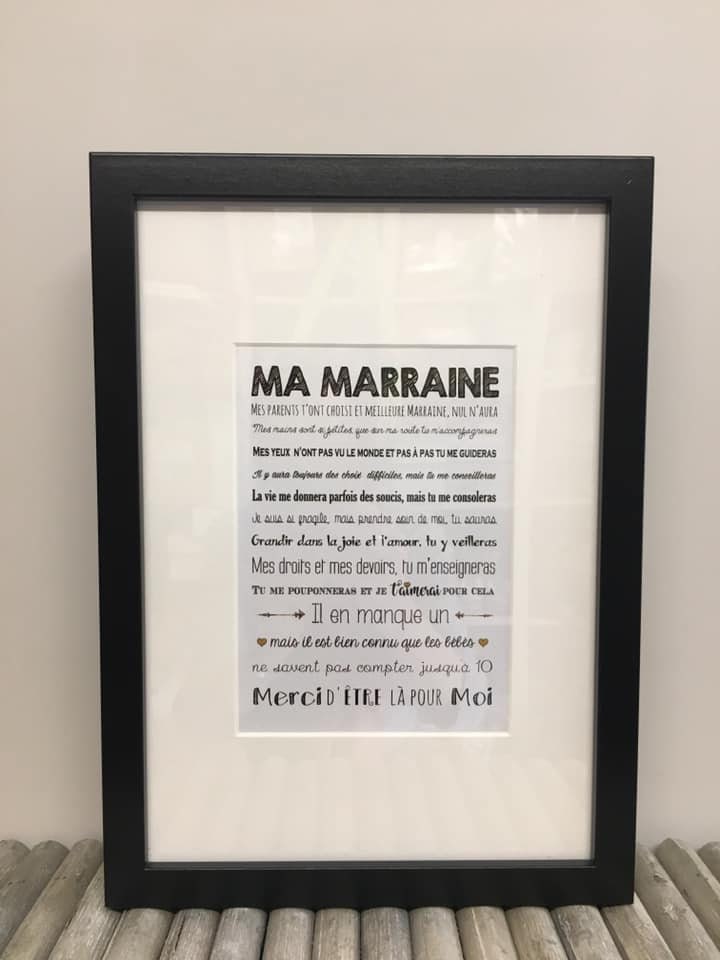 Cadre Cadeau Marraine - Commandements de La Marraine