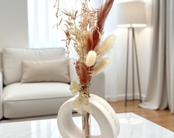 ROUND vase with dried flowers - Godmother - Grandma - Mom - Aunt - Nanny - ATSEM - Colleague - Teacher - Thank you