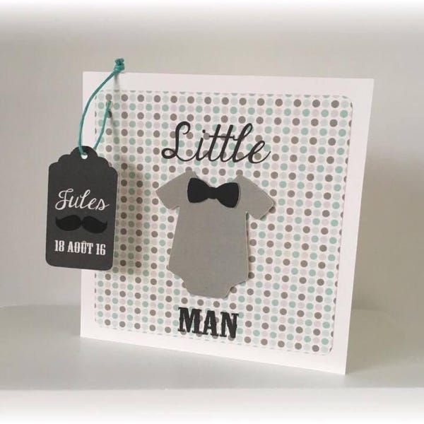 10 Faire-part naissance, invitation baptême - Moustache - boddy - neoud papillon