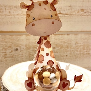 10 Boites à dragées GIRAFE - animaux de la jungle - baptême - communion - anniversaire