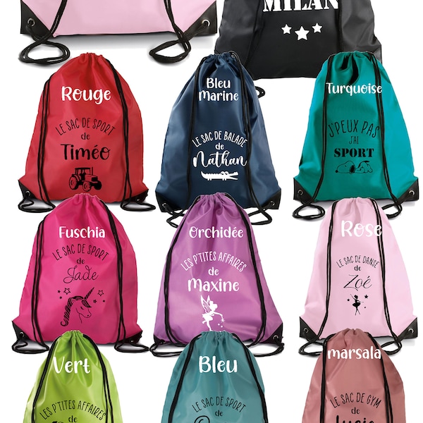 Sac personnalisé de PISCINE - sport - loisirs pour enfant - couleur, illustration, prénom et texte au choix