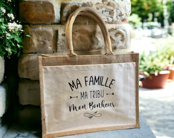 Sac CABA en jute et coton - texte personnalisable