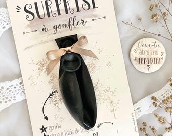 Carte ballon surprise - Demande Témoin / Demoiselle d'honneur Garçon d'honneur - Veux-tu être ma Témoin - Veux-tu être mon Témoin