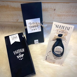 Coffret cadeau Parrain - chaussette homme personnalisables - SMALL box + carte ballon demande et annonce