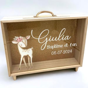 Urne personnalisée - Animaux de la forêt - Champêtre - Boite à cartes / enveloppes - baptême, anniversaire...