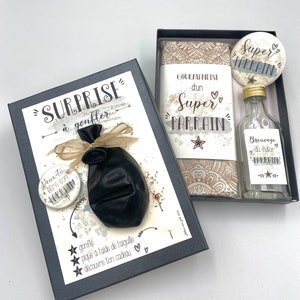 Kit - DEMANDE Parrain Marraine - carte + ballon + BADGE "surprise" annonce grossesse