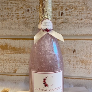 Demande Marraine / Témoin - ANNONCE grossesse / mariage - Mamie Mamy Tata Tatie - Bouteille champagne savon + étiquette personnalisée