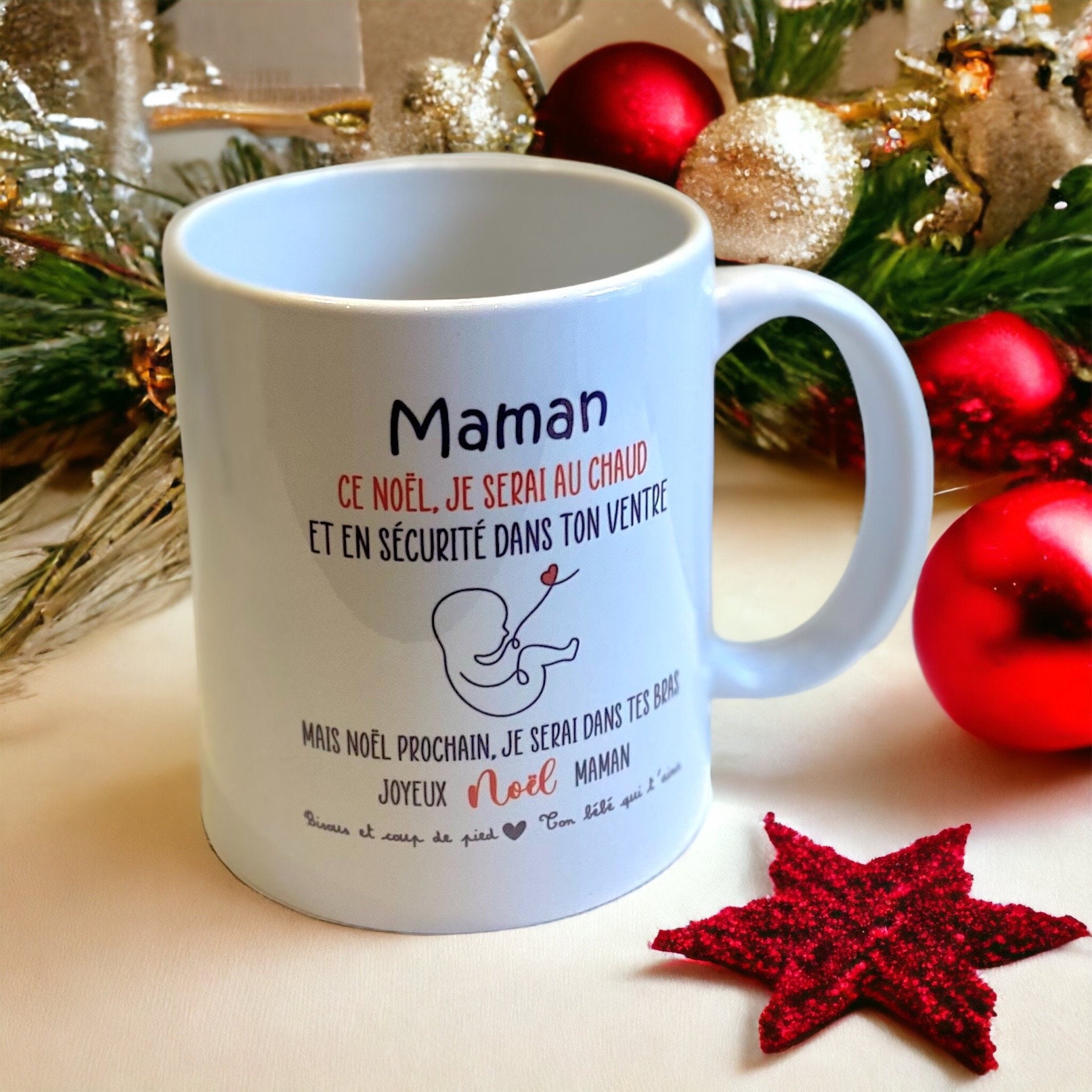 Mug Personnalisé - Chère Future Maman, En Ce Noël Je Suis Blotti