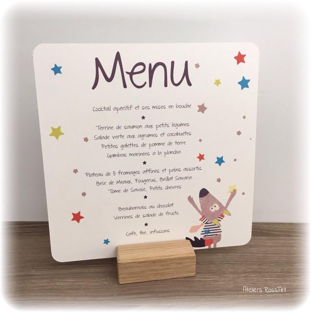 3 Menus Baptism Communion Table Menu Custom Stars Print Wolf Pattern