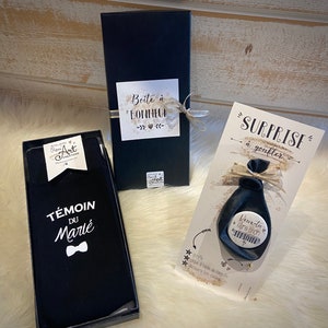 Coffret cadeau Témoin - chaussette homme personnalisables "Témoin du Marié'' - SMALL box + carte ballon demande et annonce